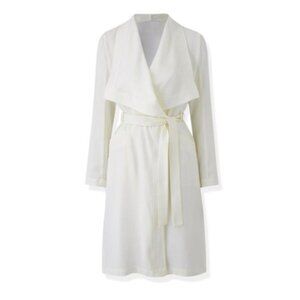 Shop 17 White Drapey Belted Jacket Coat Blazer | Size L
